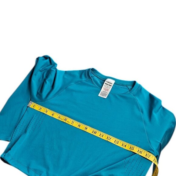 Gymshark Womens Long Sleeve Cinch Bottom Perforated Athletic Shirt, Teal, XS - Picture 4 of 7